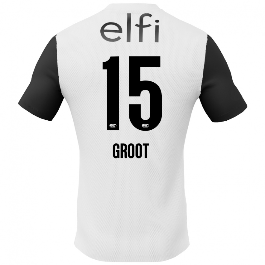 Niño Camiseta Pleun Groot #15 Blanco Negro 2ª Equipación 2024/25 La Camisa