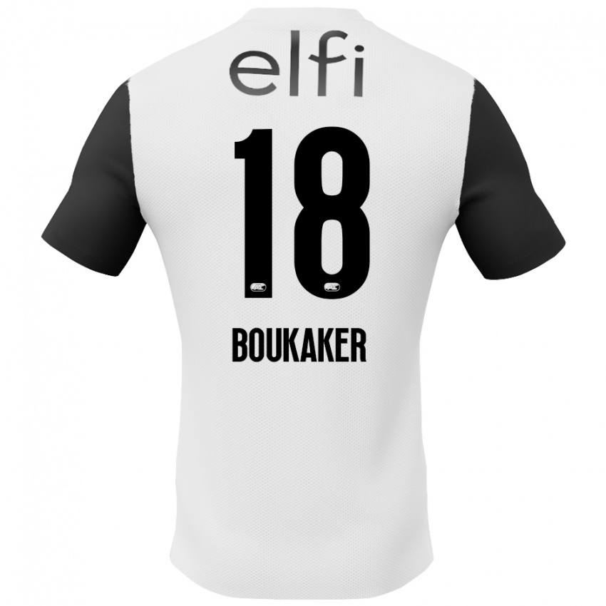 Niño Camiseta Romaissa Boukaker #18 Blanco Negro 2ª Equipación 2024/25 La Camisa