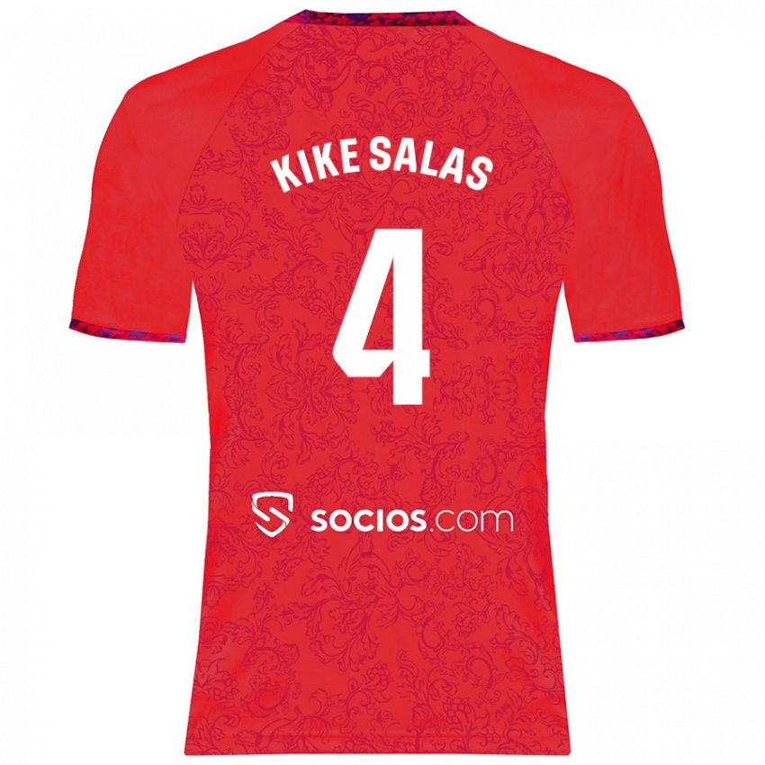 Niño Camiseta Kike Salas #4 Rojo 2ª Equipación 2024/25 La Camisa