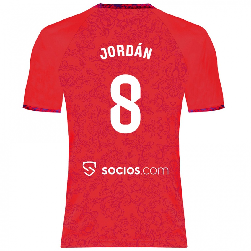 Niño Camiseta Joan Jordán #8 Rojo 2ª Equipación 2024/25 La Camisa