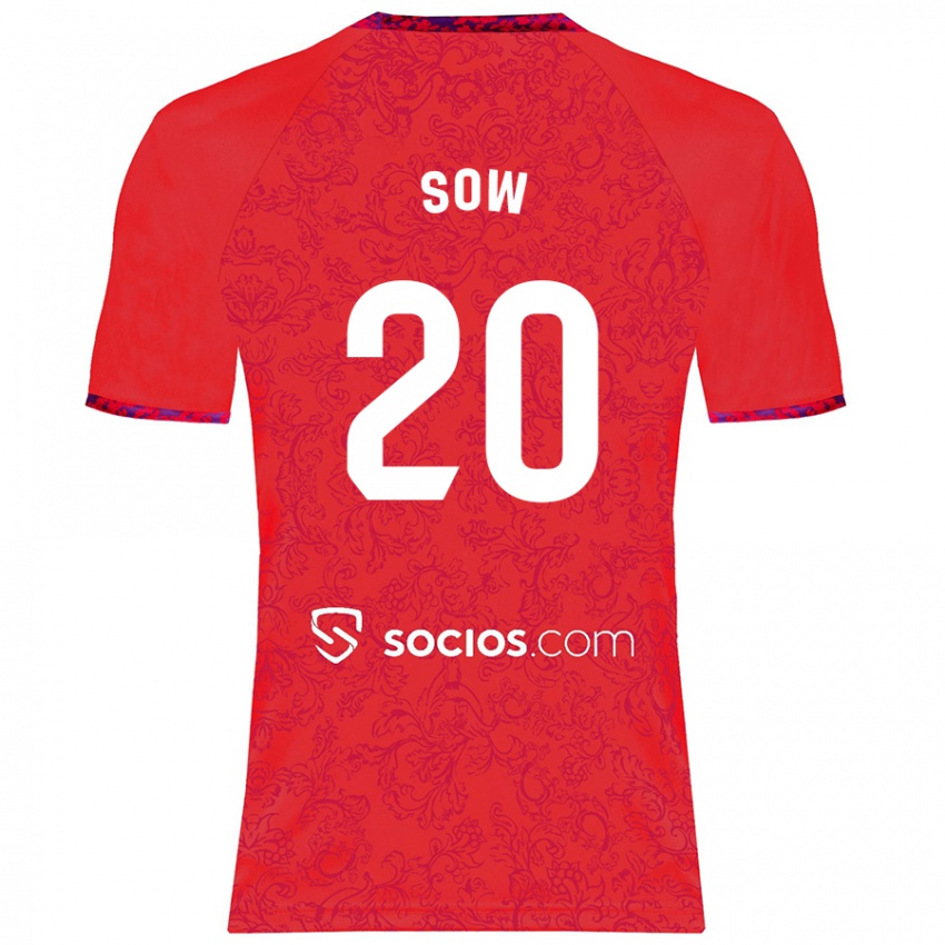 Niño Camiseta Djibril Sow #20 Rojo 2ª Equipación 2024/25 La Camisa