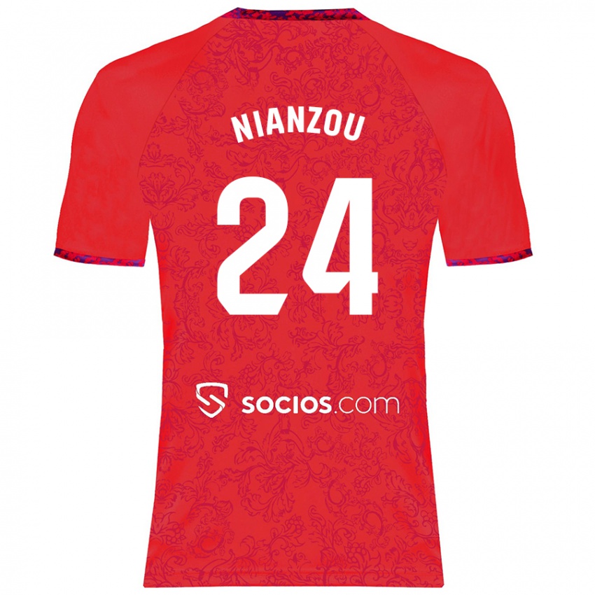 Niño Camiseta Tanguy Nianzou #24 Rojo 2ª Equipación 2024/25 La Camisa