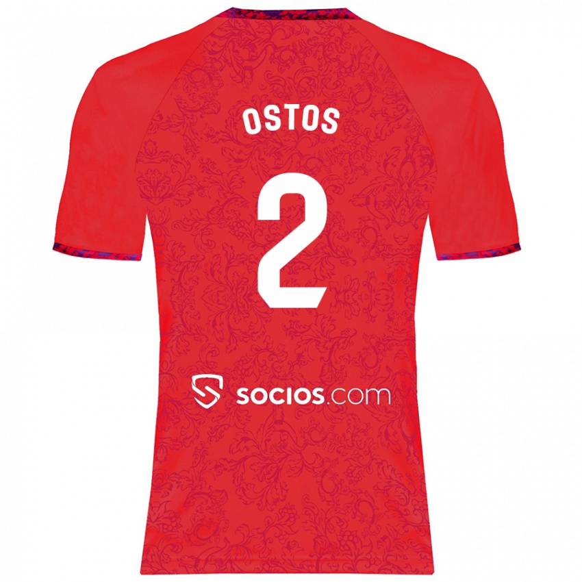 Niño Camiseta Fran Ostos #2 Rojo 2ª Equipación 2024/25 La Camisa