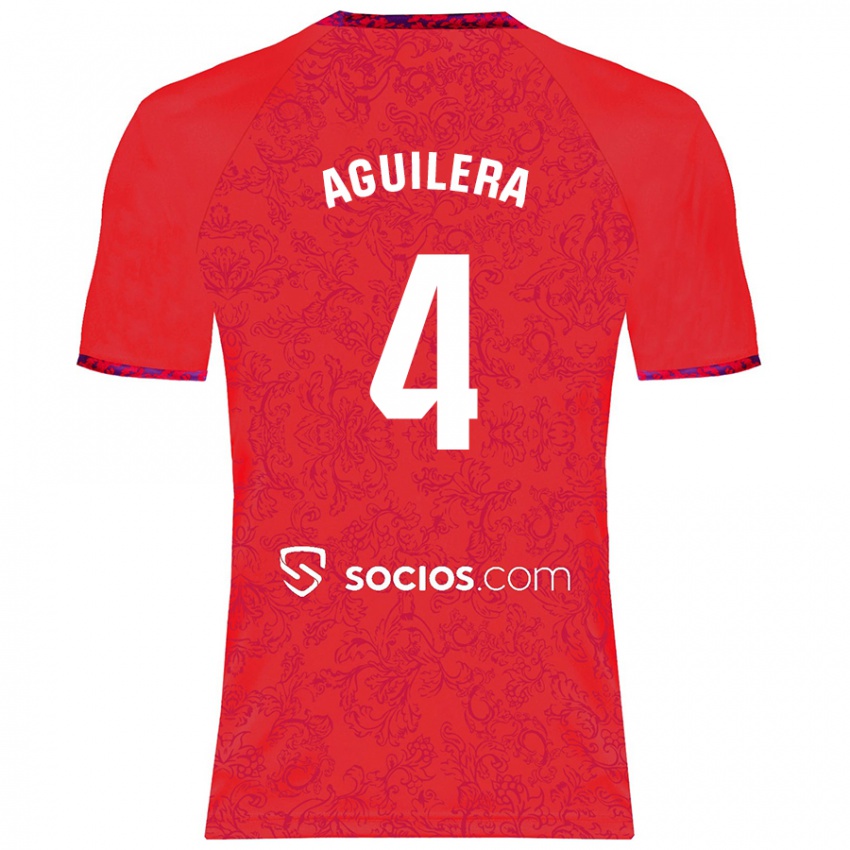 Niño Camiseta Juanan Aguilera #4 Rojo 2ª Equipación 2024/25 La Camisa