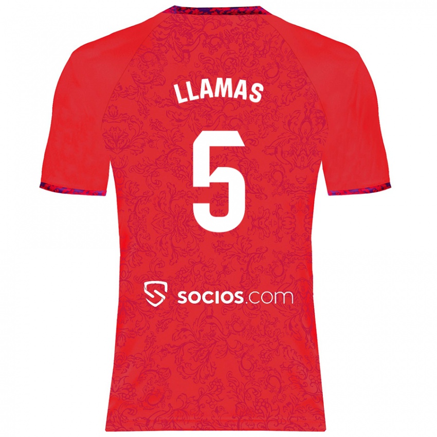 Niño Camiseta Eva Llamas Hernández #5 Rojo 2ª Equipación 2024/25 La Camisa