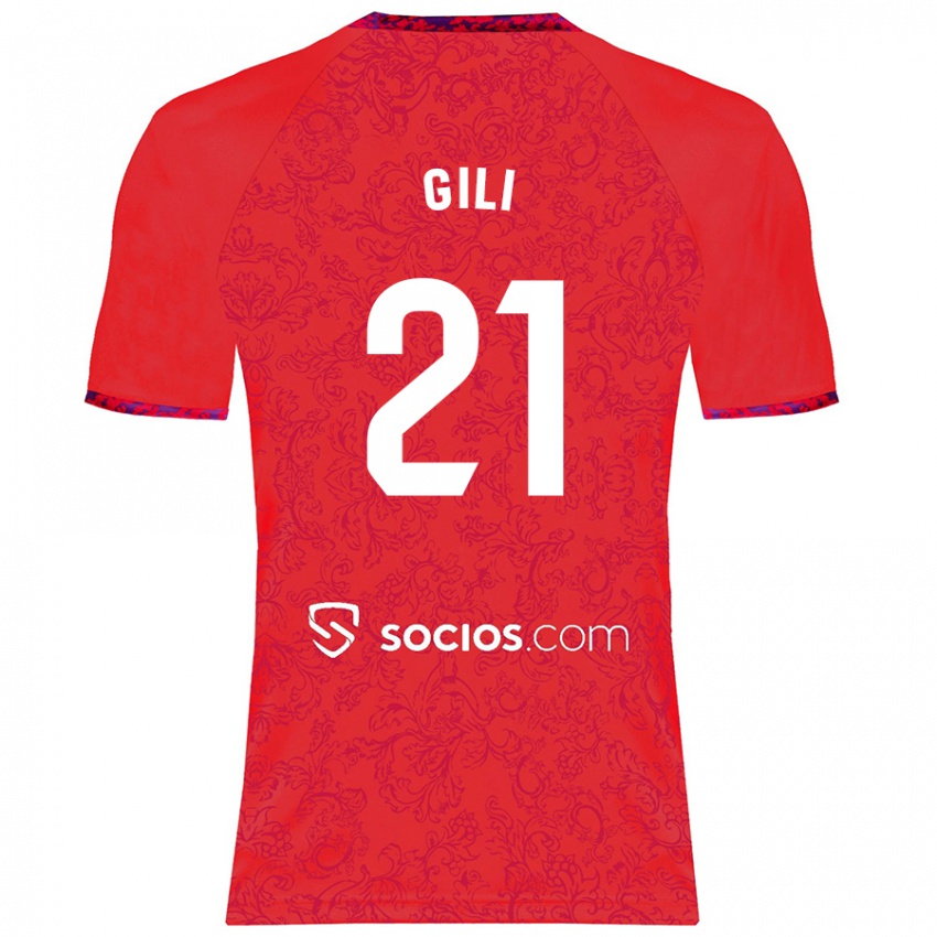 Niño Camiseta Gemma Gili #21 Rojo 2ª Equipación 2024/25 La Camisa