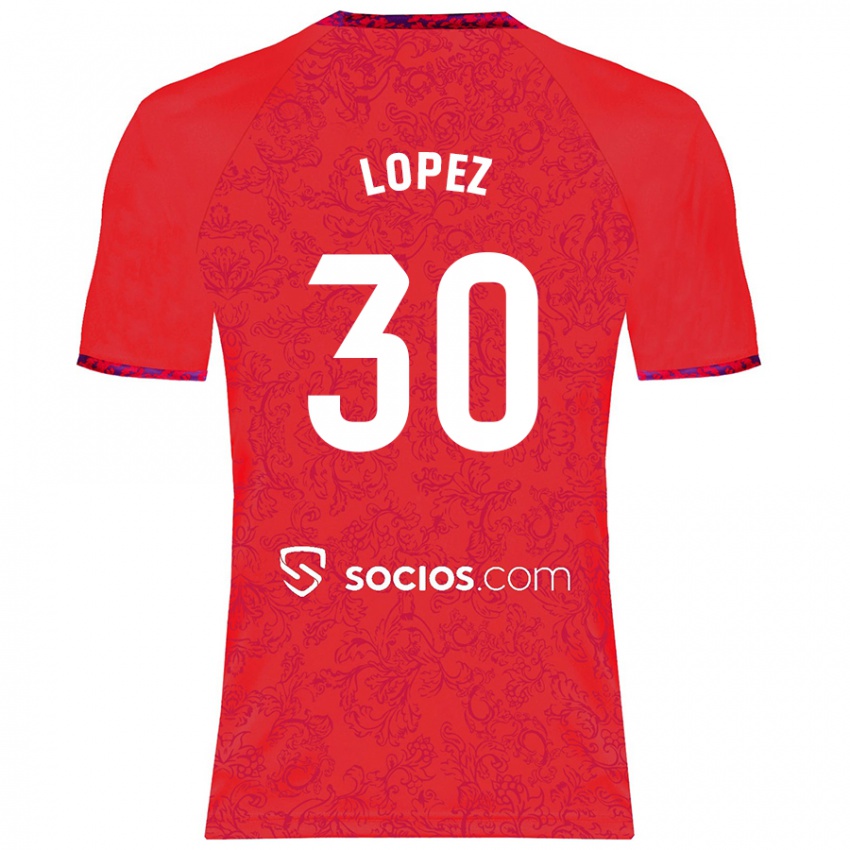 Niño Camiseta Alba López #30 Rojo 2ª Equipación 2024/25 La Camisa