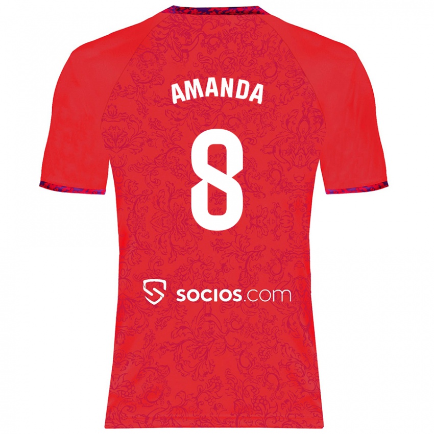 Niño Camiseta Amanda Sampedro Bustos #8 Rojo 2ª Equipación 2024/25 La Camisa