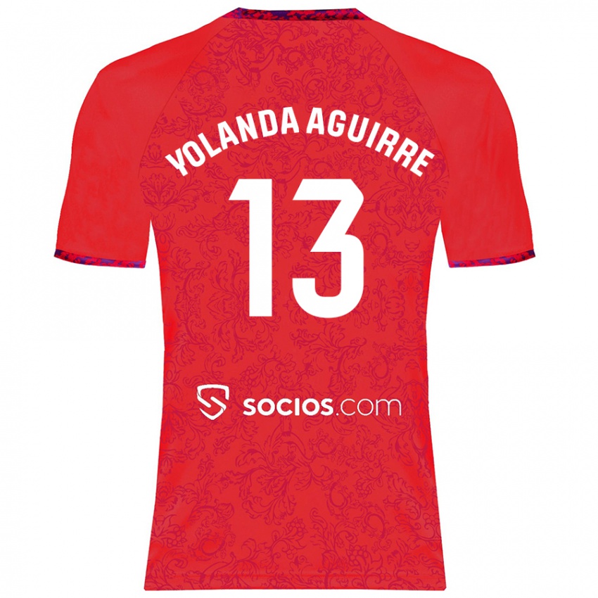 Niño Camiseta Yolanda Aguirre Gutiérrez #13 Rojo 2ª Equipación 2024/25 La Camisa