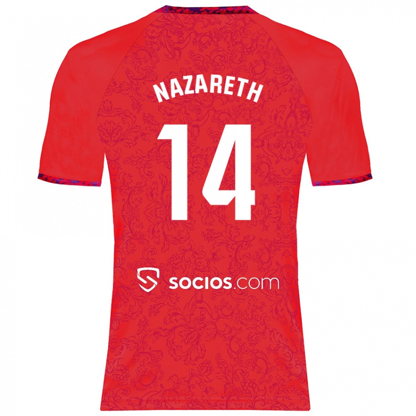 Niño Camiseta Nazaret Martín #14 Rojo 2ª Equipación 2024/25 La Camisa