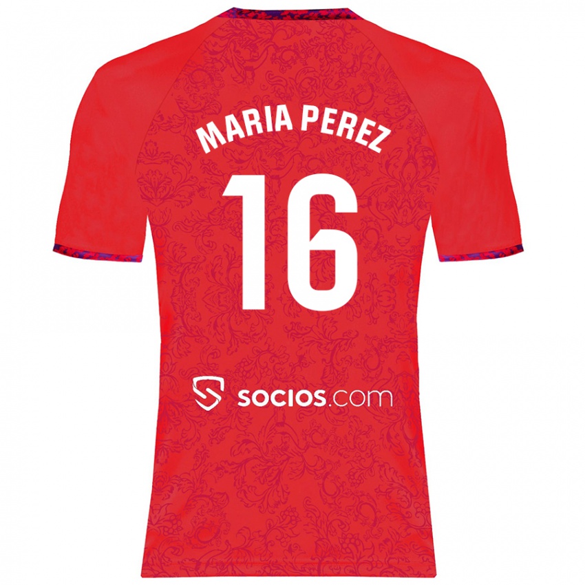 Niño Camiseta María Pérez Rabaza #16 Rojo 2ª Equipación 2024/25 La Camisa