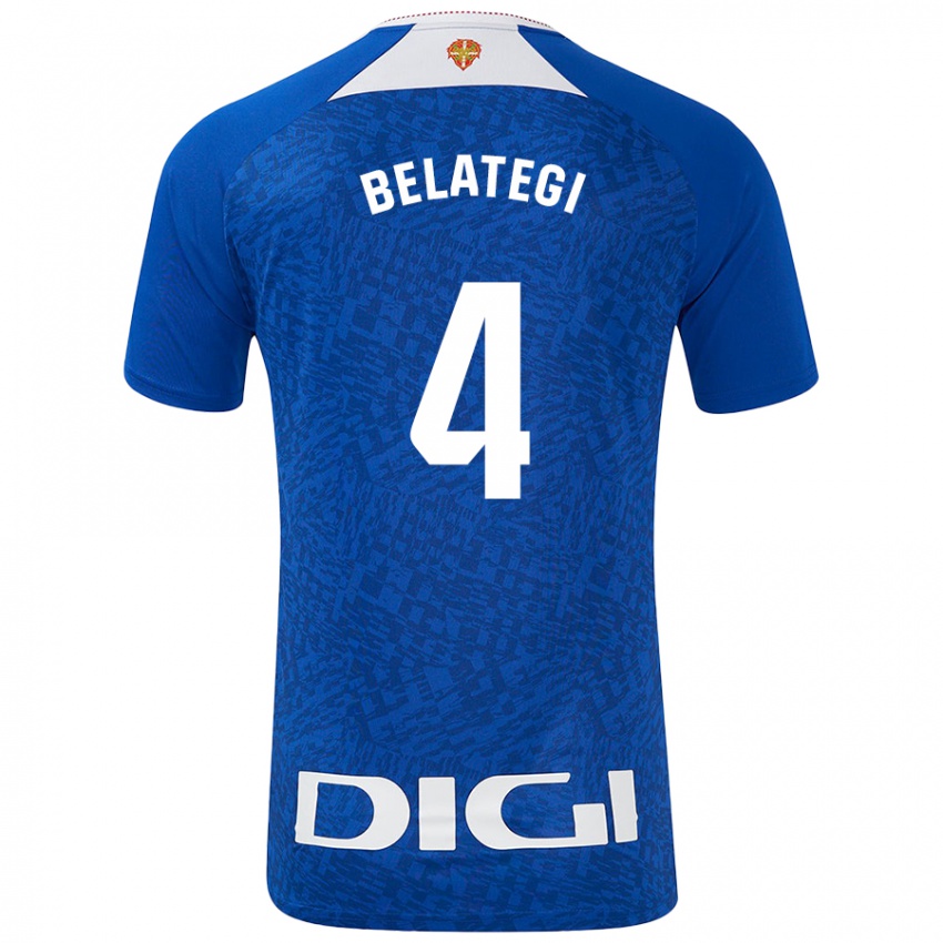 Niño Camiseta Danel Belategi #4 Azul Real 2ª Equipación 2024/25 La Camisa