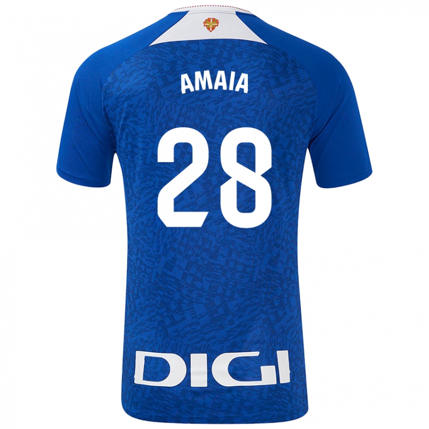 Niño Camiseta Amaia Martinez De La Peña #28 Azul Real 2ª Equipación 2024/25 La Camisa