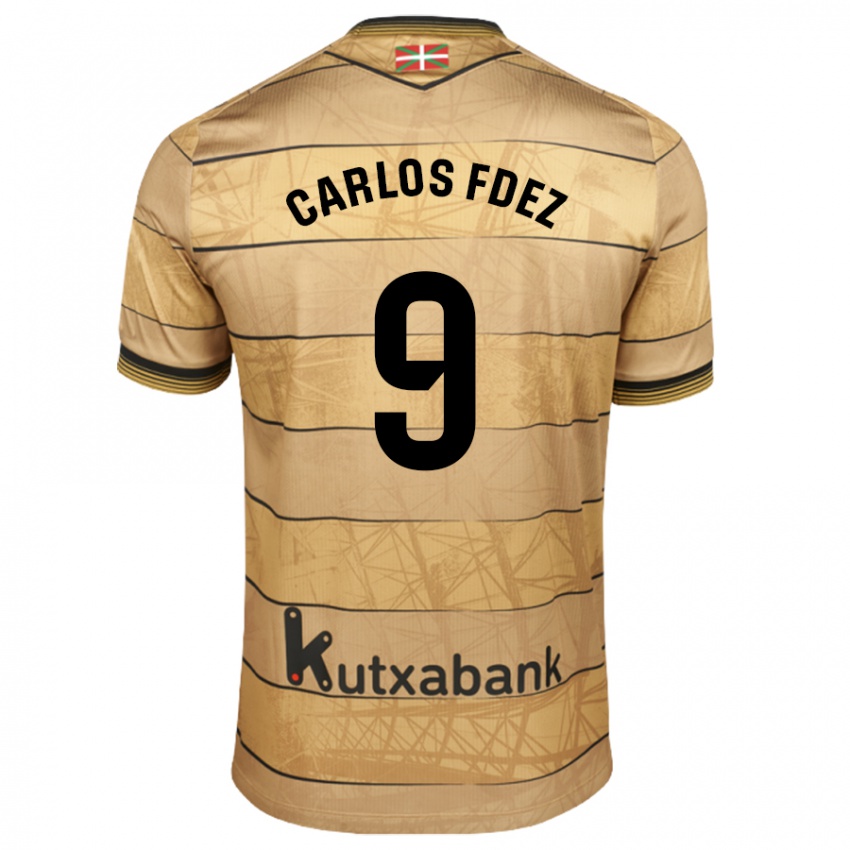 Niño Camiseta Carlos Fernández #9 Marrón 2ª Equipación 2024/25 La Camisa