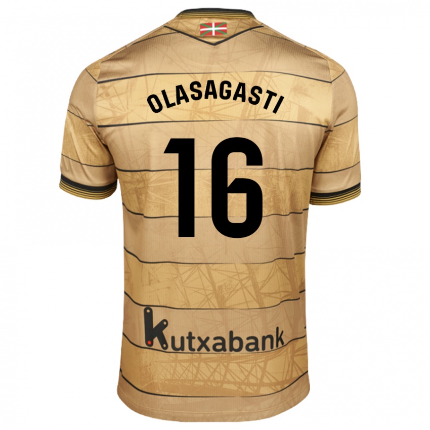 Niño Camiseta Jon Ander Olasagasti #16 Marrón 2ª Equipación 2024/25 La Camisa