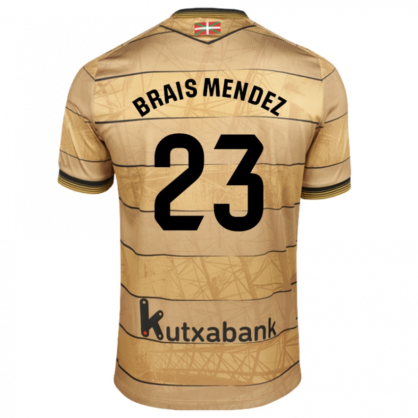 Niño Camiseta Brais Méndez #23 Marrón 2ª Equipación 2024/25 La Camisa