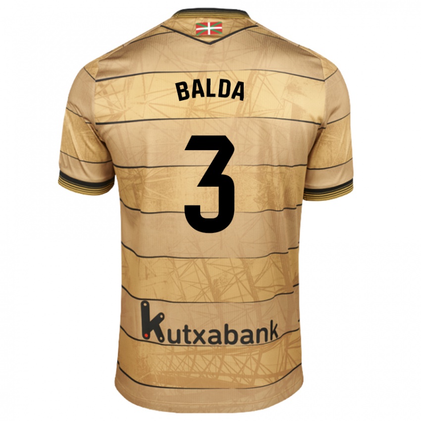 Niño Camiseta Jon Balda #3 Marrón 2ª Equipación 2024/25 La Camisa