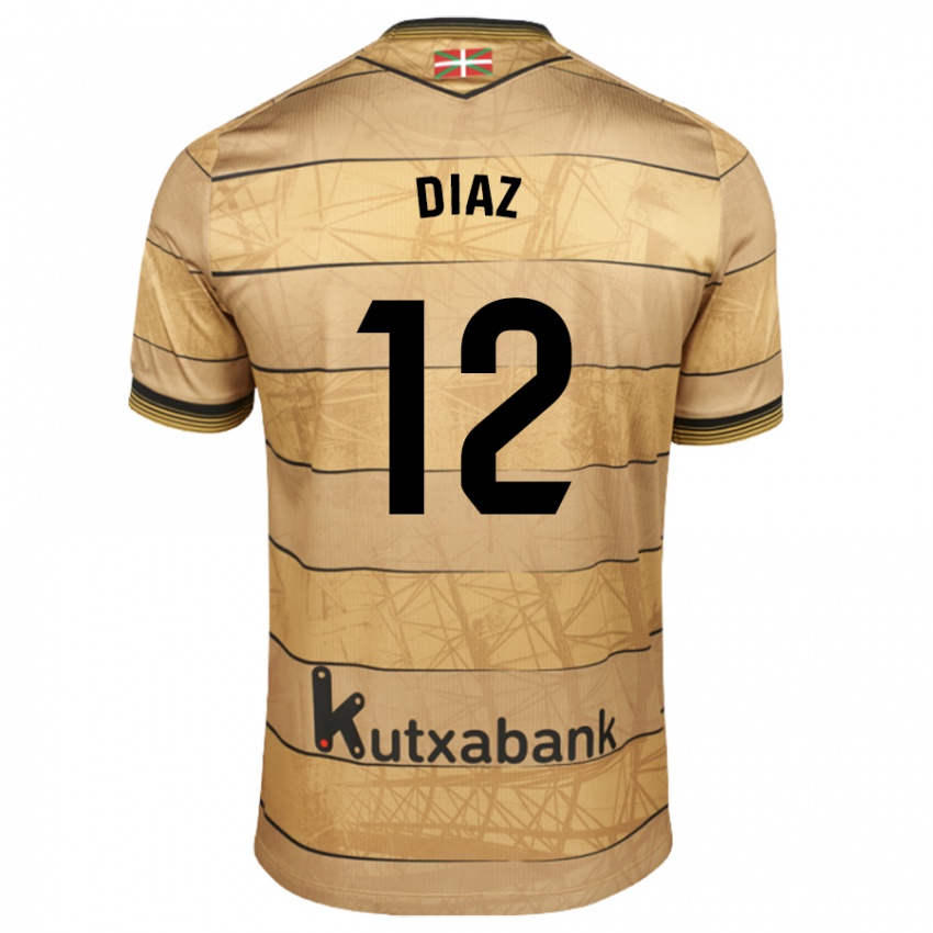 Niño Camiseta Ekain Díaz #12 Marrón 2ª Equipación 2024/25 La Camisa