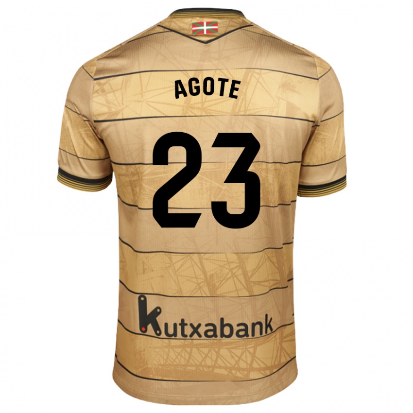 Niño Camiseta Unax Agote #23 Marrón 2ª Equipación 2024/25 La Camisa