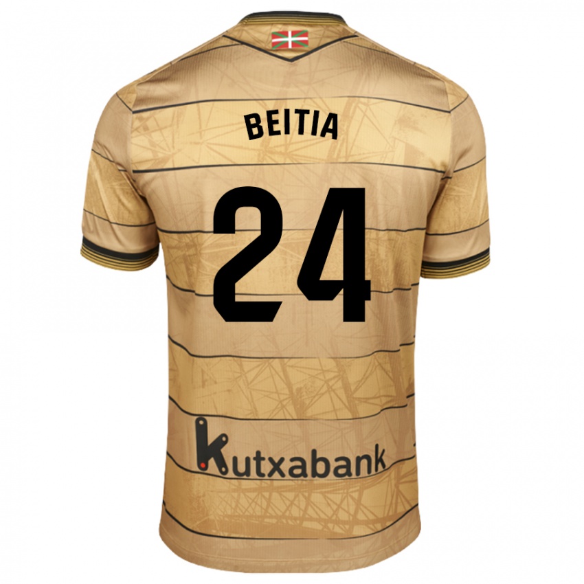 Niño Camiseta Luken Beitia #24 Marrón 2ª Equipación 2024/25 La Camisa