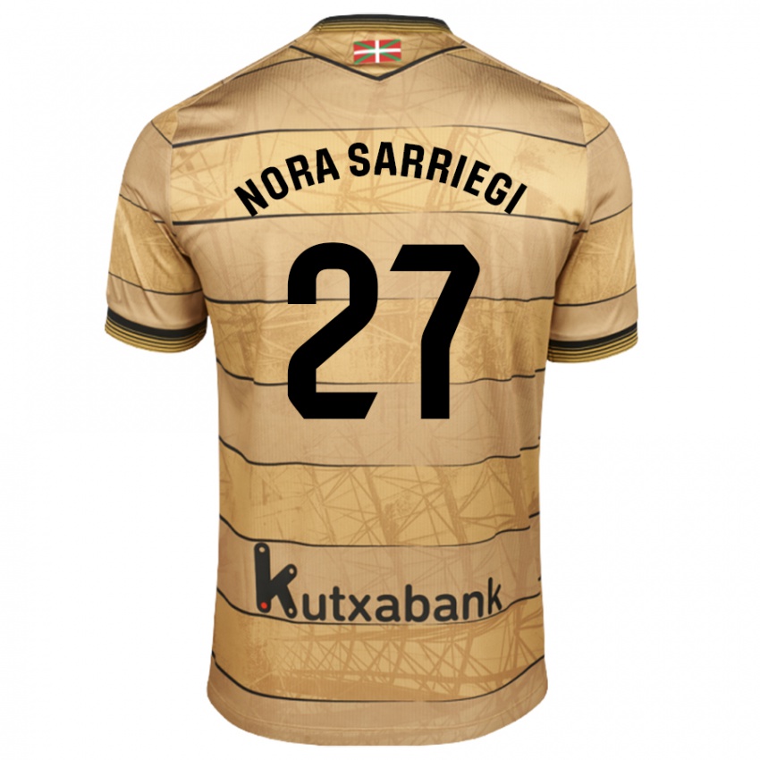 Niño Camiseta Nora Sarriegi Galdos #27 Marrón 2ª Equipación 2024/25 La Camisa