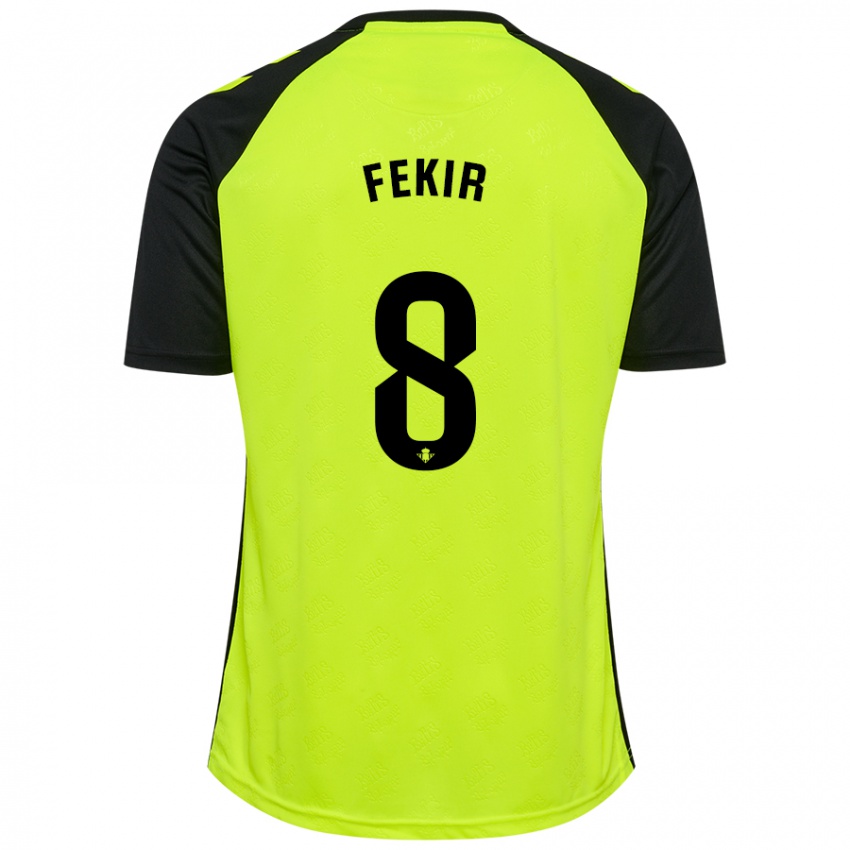 Niño Camiseta Nabil Fekir #8 Amarillo Fluorescente Negro 2ª Equipación 2024/25 La Camisa