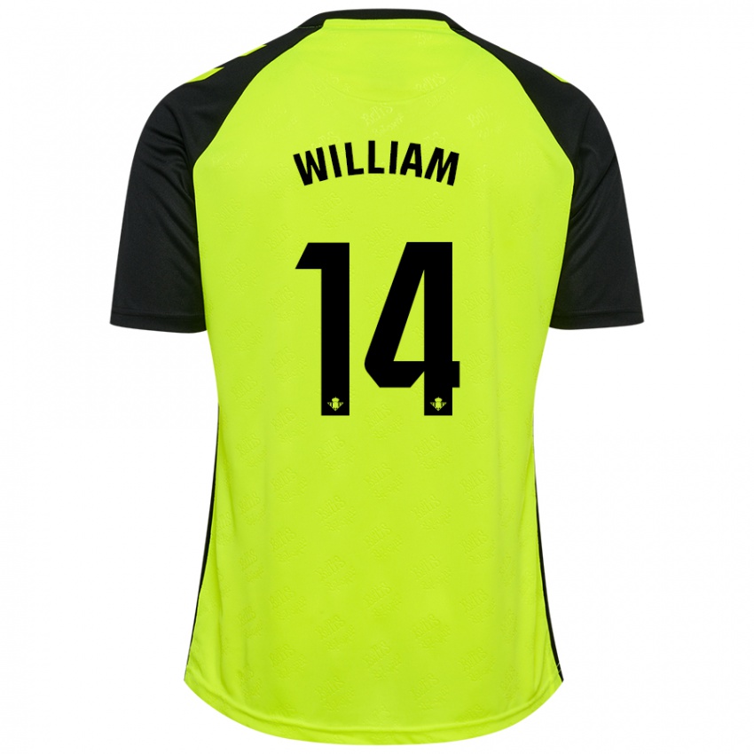 Niño Camiseta William Carvalho #14 Amarillo Fluorescente Negro 2ª Equipación 2024/25 La Camisa