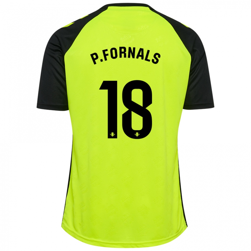 Niño Camiseta Pablo Fornals #18 Amarillo Fluorescente Negro 2ª Equipación 2024/25 La Camisa