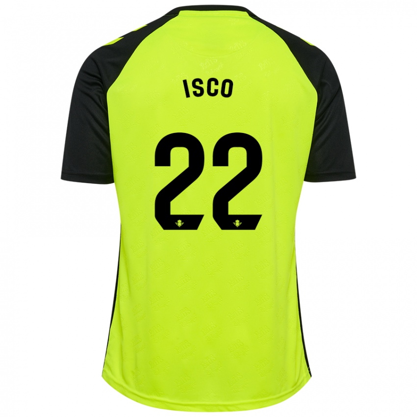 Niño Camiseta Isco #22 Amarillo Fluorescente Negro 2ª Equipación 2024/25 La Camisa