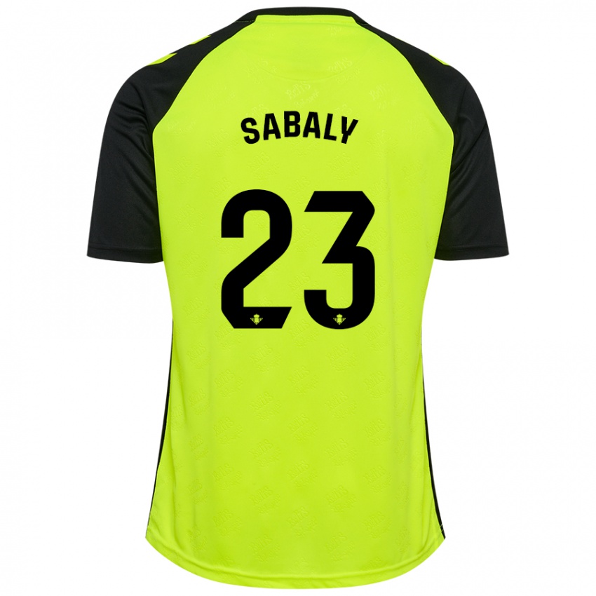 Niño Camiseta Youssouf Sabaly #23 Amarillo Fluorescente Negro 2ª Equipación 2024/25 La Camisa