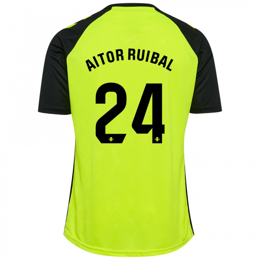 Niño Camiseta Aitor Ruibal #24 Amarillo Fluorescente Negro 2ª Equipación 2024/25 La Camisa