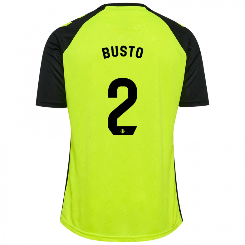 Niño Camiseta Pablo Busto #2 Amarillo Fluorescente Negro 2ª Equipación 2024/25 La Camisa