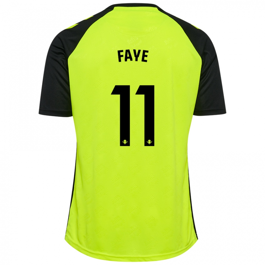 Niño Camiseta Souleymane Faye #11 Amarillo Fluorescente Negro 2ª Equipación 2024/25 La Camisa