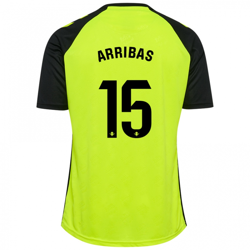 Niño Camiseta Sergio Arribas #15 Amarillo Fluorescente Negro 2ª Equipación 2024/25 La Camisa