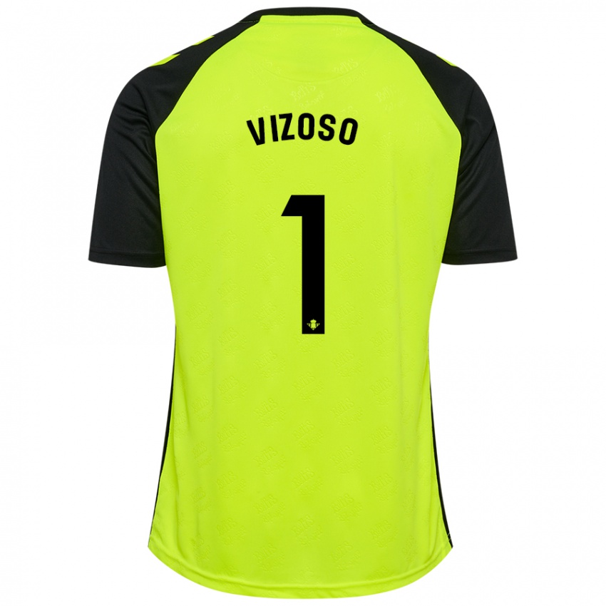 Niño Camiseta Paula Vizoso #1 Amarillo Fluorescente Negro 2ª Equipación 2024/25 La Camisa