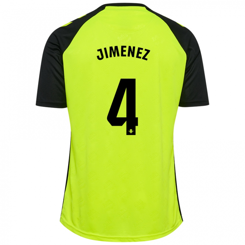 Niño Camiseta María Jiménez Gutiérrez #4 Amarillo Fluorescente Negro 2ª Equipación 2024/25 La Camisa