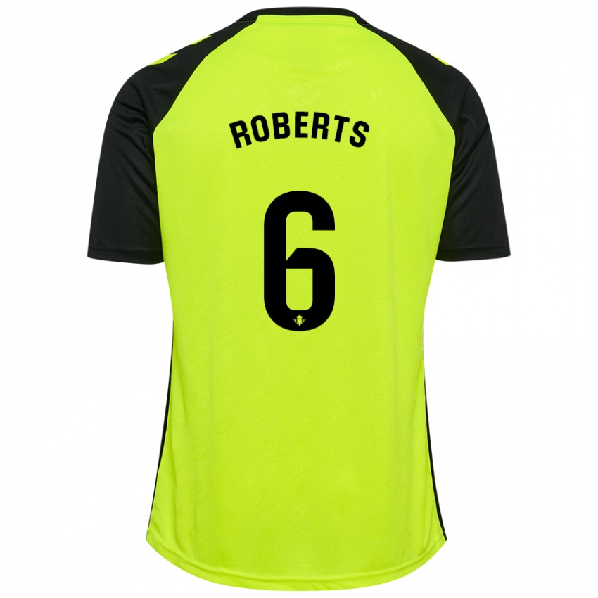 Niño Camiseta Rhiannon Roberts #6 Amarillo Fluorescente Negro 2ª Equipación 2024/25 La Camisa