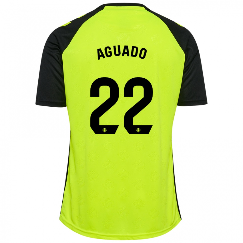 Niño Camiseta Julia Aguado Fernández #22 Amarillo Fluorescente Negro 2ª Equipación 2024/25 La Camisa