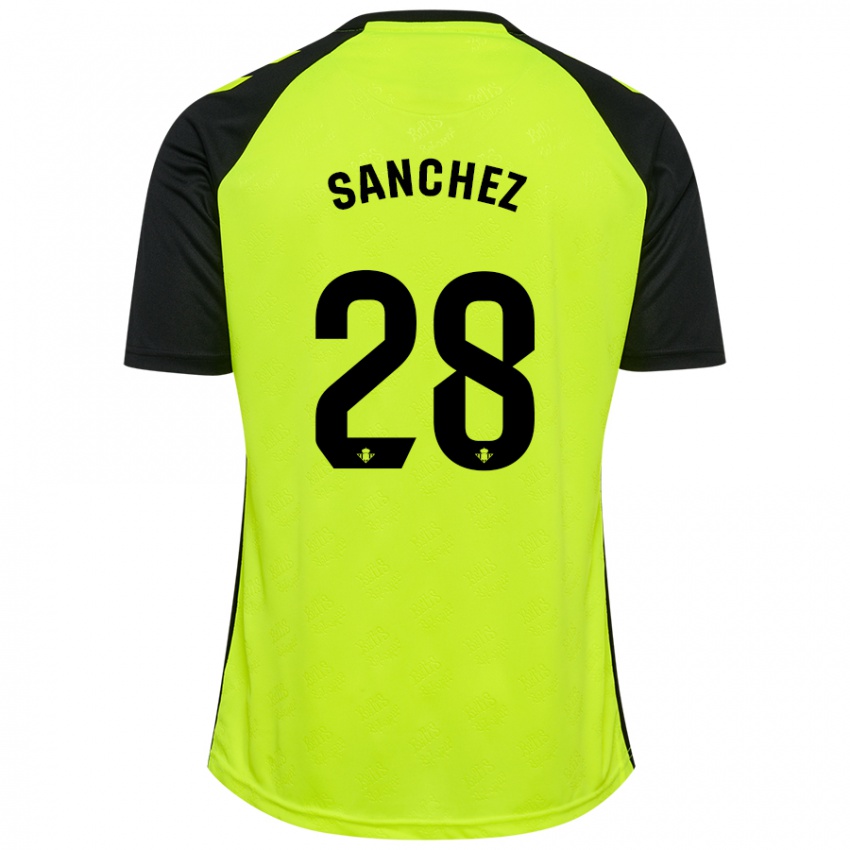 Niño Camiseta Marina Sánchez #28 Amarillo Fluorescente Negro 2ª Equipación 2024/25 La Camisa