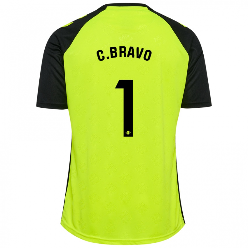 Niño Camiseta Claudio Bravo #1 Amarillo Fluorescente Negro 2ª Equipación 2024/25 La Camisa