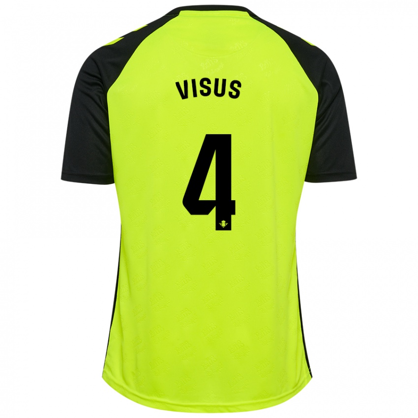 Niño Camiseta Ricardo Visus #4 Amarillo Fluorescente Negro 2ª Equipación 2024/25 La Camisa