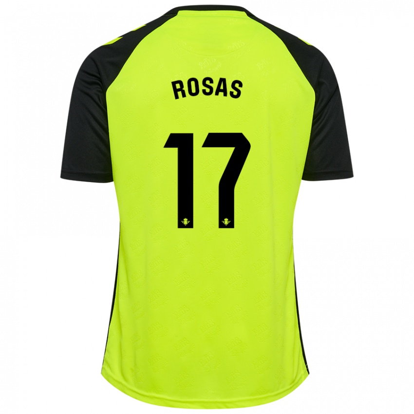 Niño Camiseta Berto Rosas #17 Amarillo Fluorescente Negro 2ª Equipación 2024/25 La Camisa