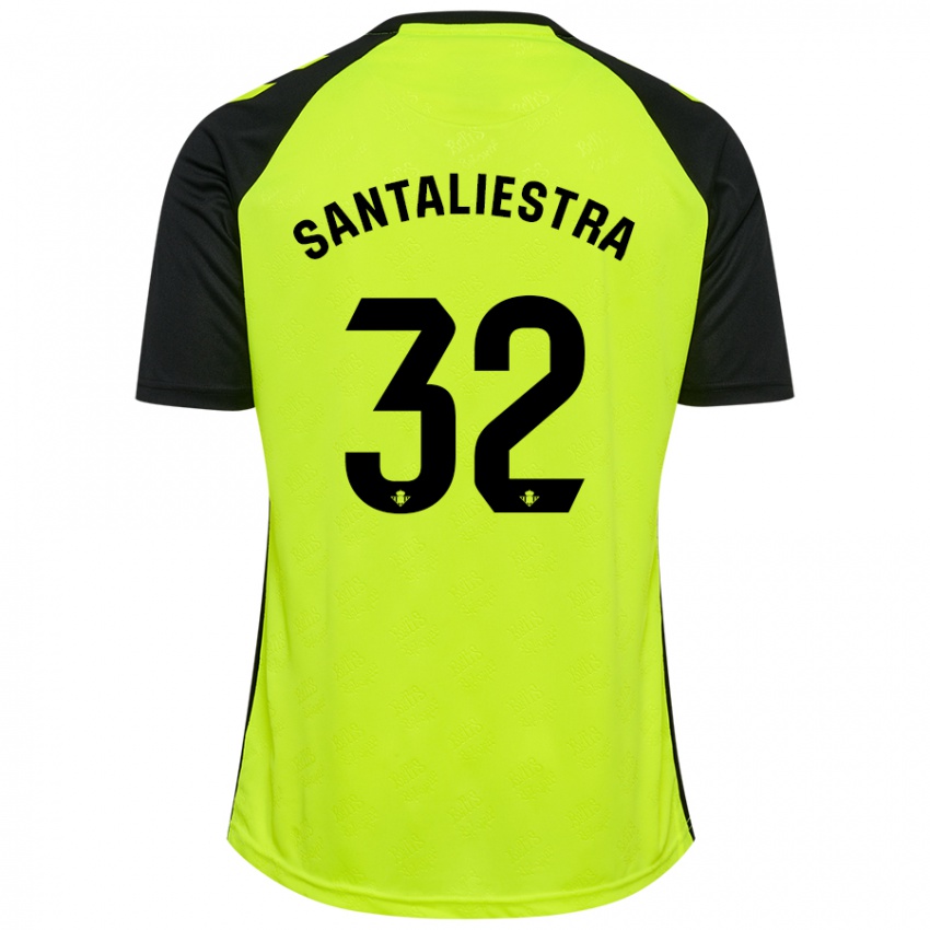 Niño Camiseta Carla Santaliestra #32 Amarillo Fluorescente Negro 2ª Equipación 2024/25 La Camisa