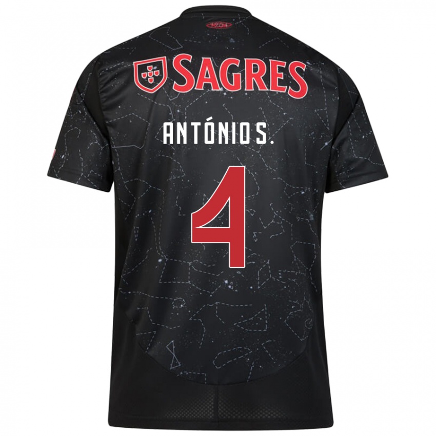 Niño Camiseta António Silva #4 Negro Rojo 2ª Equipación 2024/25 La Camisa