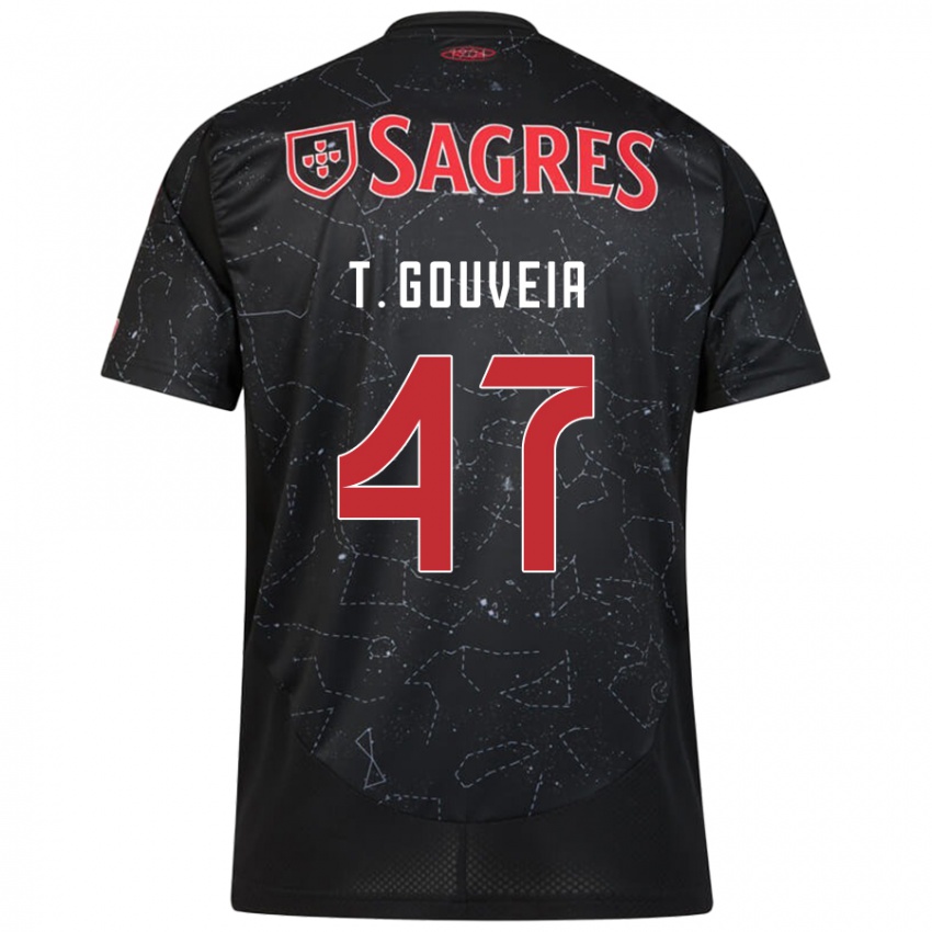 Niño Camiseta Tiago Gouveia #47 Negro Rojo 2ª Equipación 2024/25 La Camisa