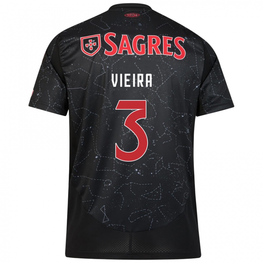 Niño Camiseta Miguel Vieira #3 Negro Rojo 2ª Equipación 2024/25 La Camisa