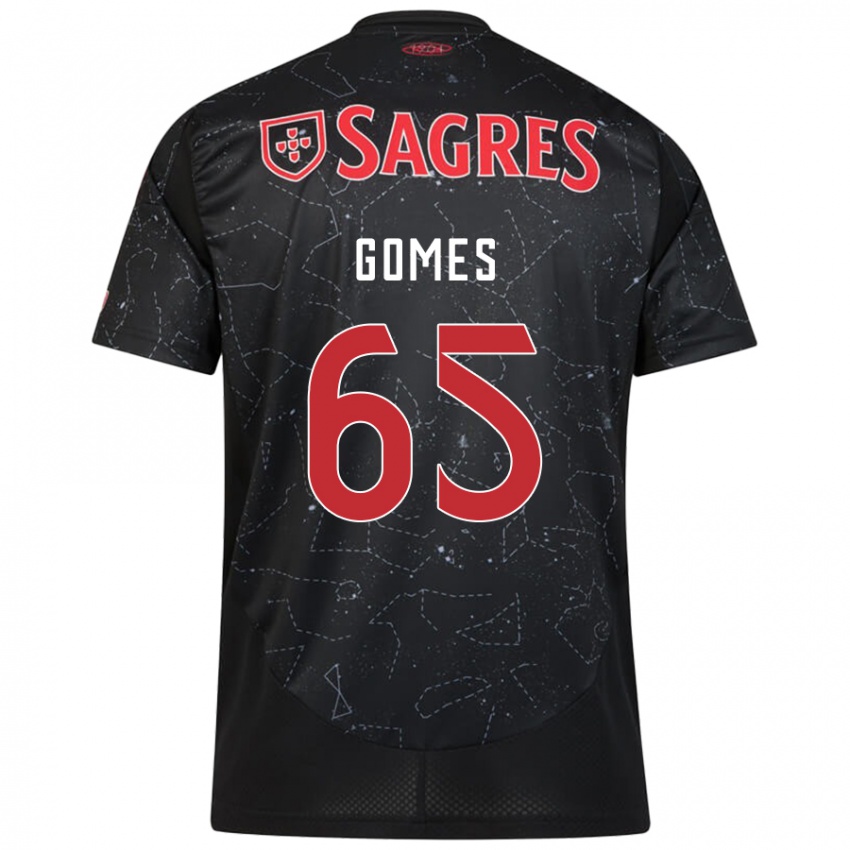 Niño Camiseta André Gomes #65 Negro Rojo 2ª Equipación 2024/25 La Camisa