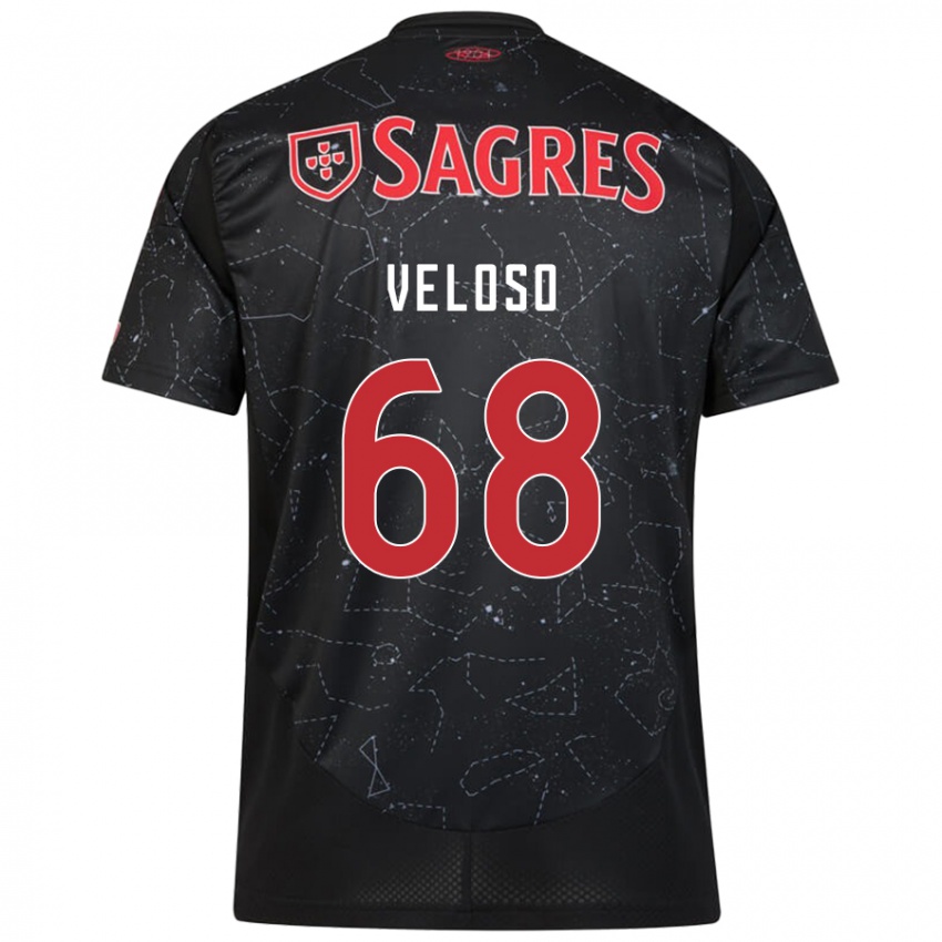 Niño Camiseta João Veloso #68 Negro Rojo 2ª Equipación 2024/25 La Camisa