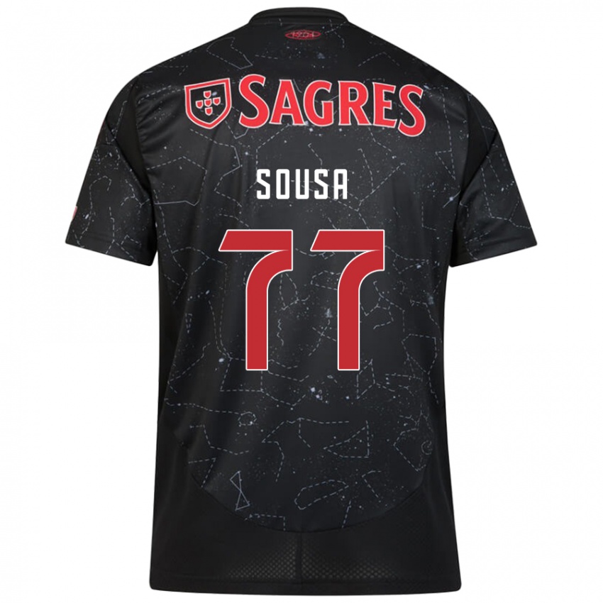 Niño Camiseta Gerson Sousa #77 Negro Rojo 2ª Equipación 2024/25 La Camisa