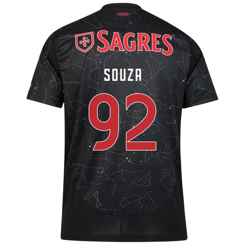 Niño Camiseta Pedro Souza #92 Negro Rojo 2ª Equipación 2024/25 La Camisa